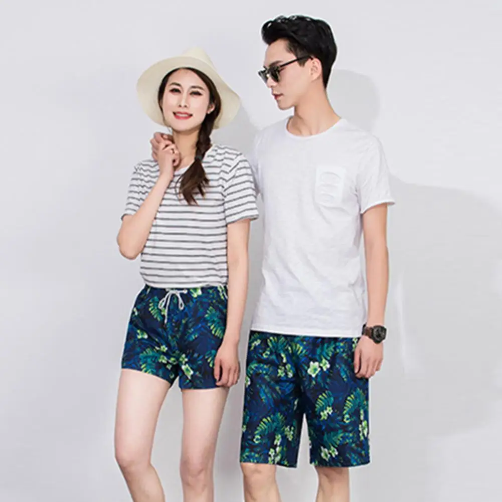 

MISSKY Men Shorts Casual Quick-drying Green Leaf Printing Beach Shorts For Summer