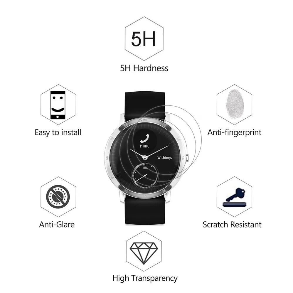 3 упаковки для Nokia Withings Activite Steel HR 36 мм 40 Противоударная Защитная пленка экрана 7H Nano
