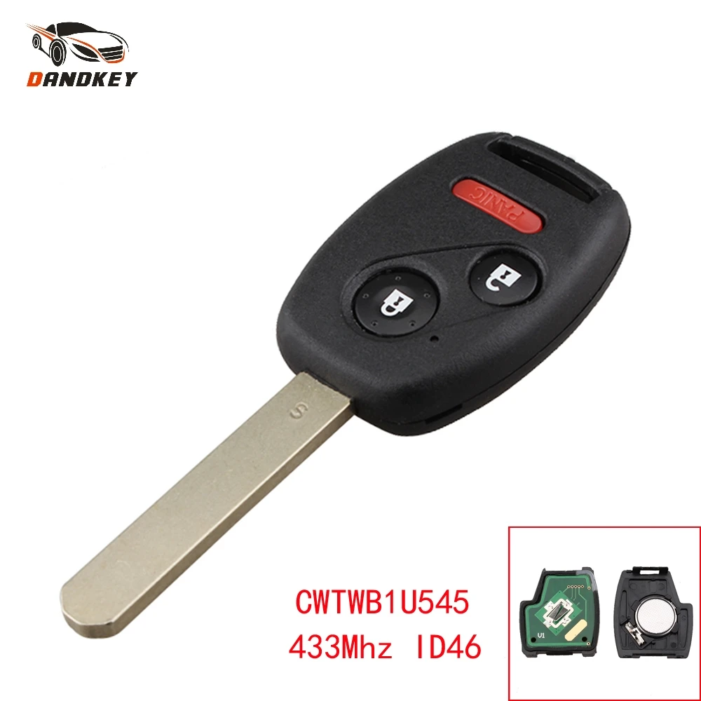 Dandkey 2 + 1 3 кнопки дистанционный смарт ключ брелок для Honda Pilot 2005 2006 2007 2008 CWTWB1U545 433 МГц