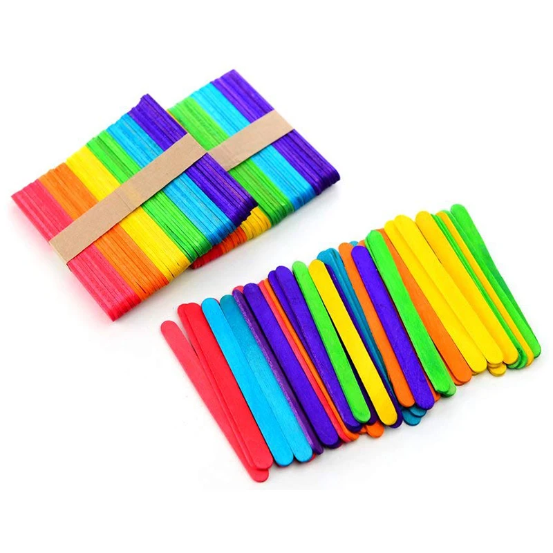 400PCS Rainbow color Wood Craft Popsicle Sticks for DIY Art Crafts 11.4cm |