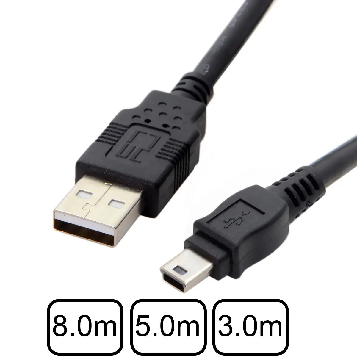 

CY 8m 5m 3m 1.5m 5ft Mini USB 5Pin to USB 2.0 Male Data Cable for Tablet & Hard Disk & Camera & Phone Black