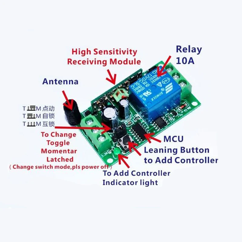 DC 12V 24V 10A 1CH 1 CH Реле Беспроводной RF пульт Дистанционного Управления ABCD кнопочный переключатель передатчик + модуль приемника, 315433 МГц (art.: 7aeb95358) - 7aeb95358