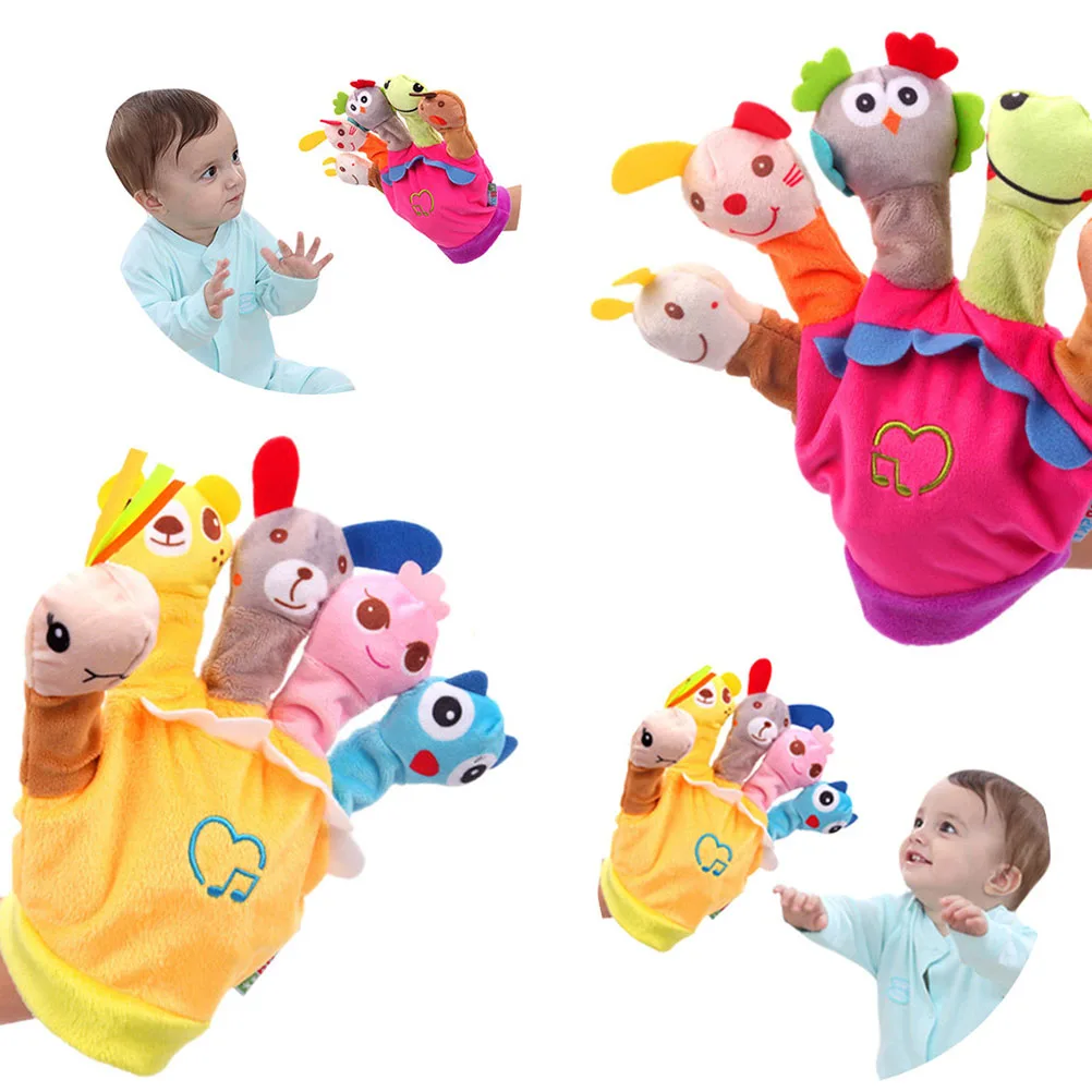 Parent-Child Interaction Toy Kids Gift Soft Animal Doll Gloves with Music Box Puppet Plush Finger Cartoon Story Telling | Игрушки и
