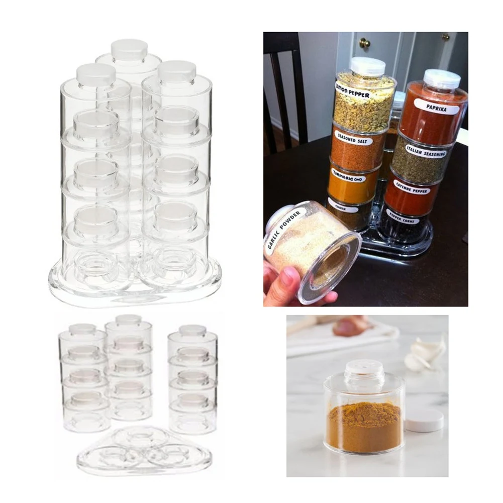 6Pcs/Set Spice Jar Pepper 12 Tower Rotating Design Kitchen Rack Condiment Bottles | Дом и сад
