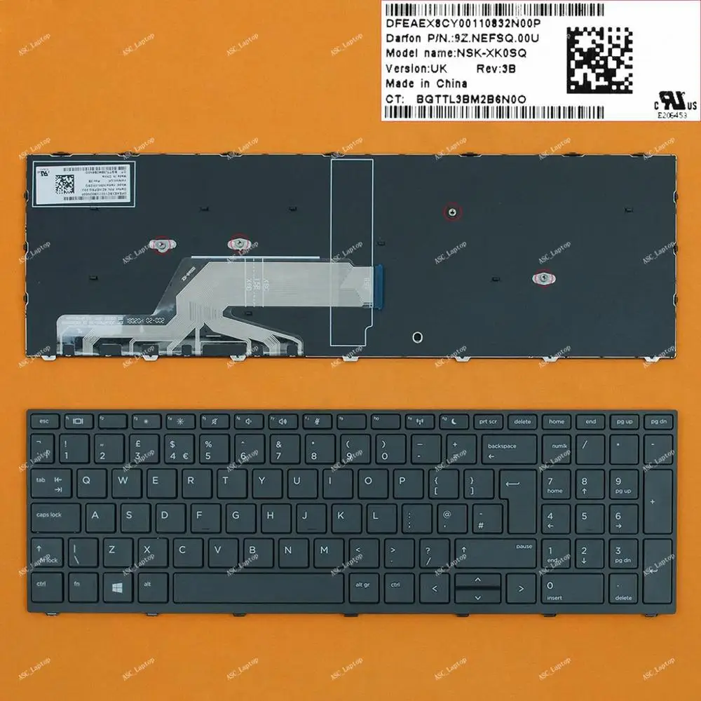 Новая английская клавиатура QWERTY для ноутбука HP Probook 450 G5 455 470 черная рамка без