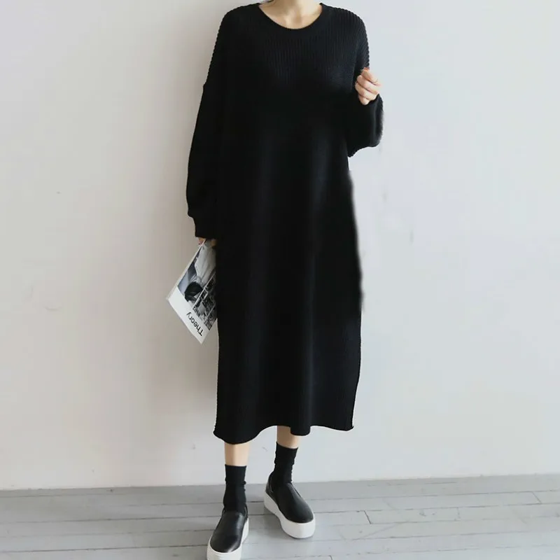 Twojstyle Black Long Women Sweater Pullover Knitted Sweaters Sleeve Plus Size Jumpers Korean New Fashion Fall 2018 | Женская одежда