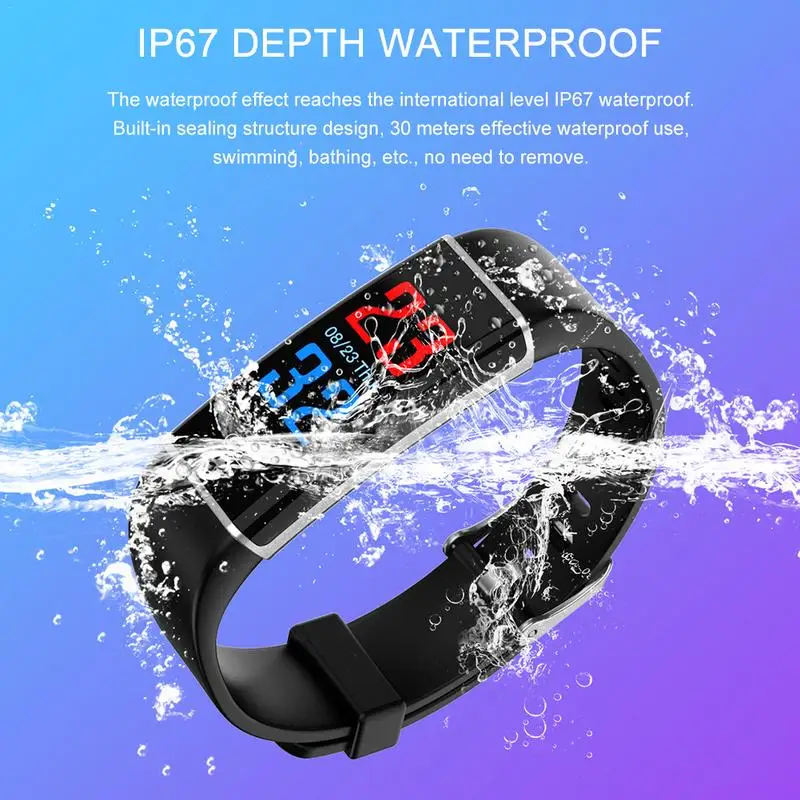 D12 Цвет Экран умный Браслет IP67 Водонепроницаемый браслет Heart Rate крови Давление