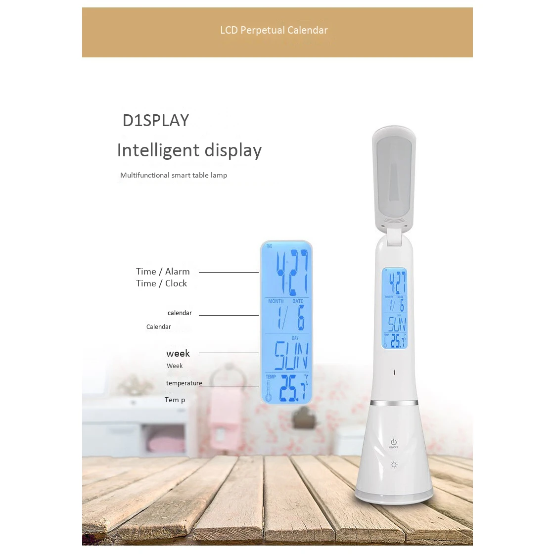 Usb Led Настольная лампа 4 Вт Складная с регулируемой яркостью календарем