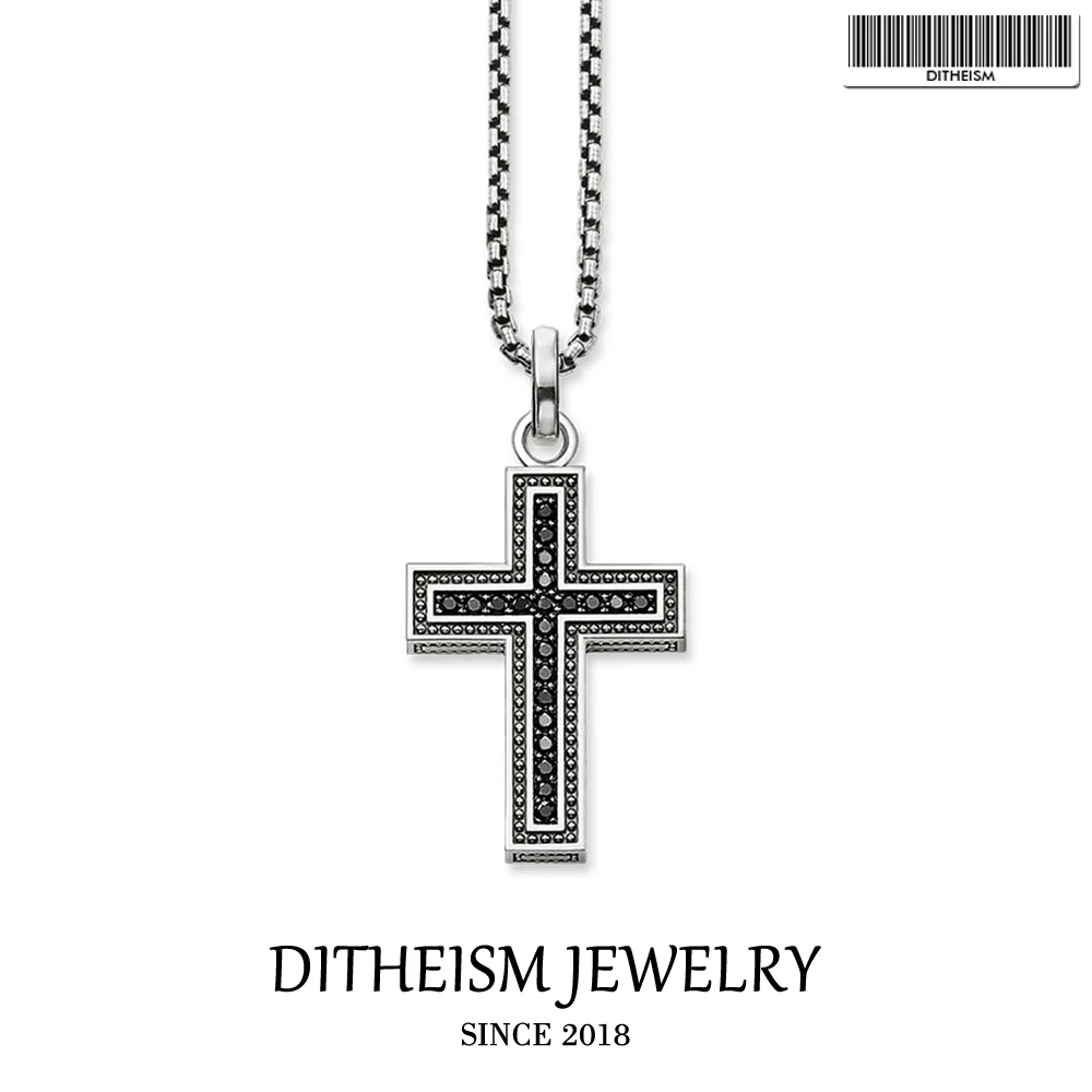 Link Chain Necklace Vintage Cross Pave 2018 New Fashion 925 Sterling Silver Jewelry Religious Gift For Men Women Boy Girls | Украшения и