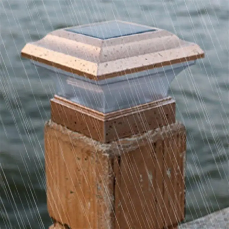 

1Pcs Outdoor Garden Solar Powered LED Column Light Deck Cap Solar Light Waterproof Square Fence Garden Landscape Lamp Light