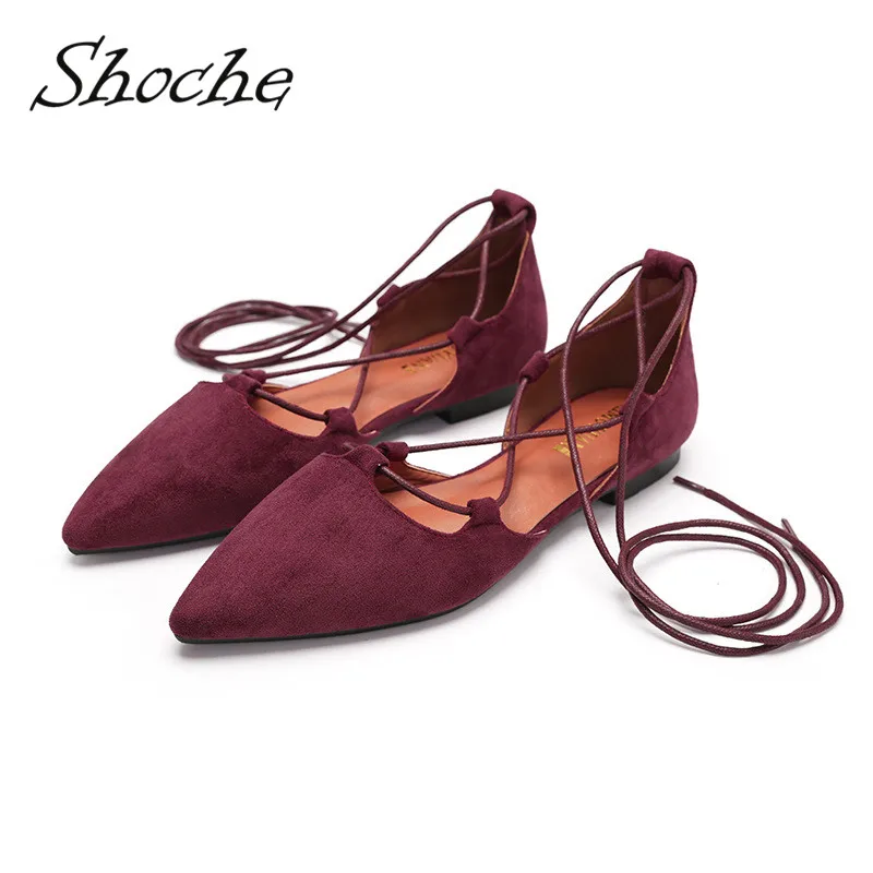 Shoche/Балетки туфли лодочки на низком каблуке обувь шнуровке милые женские