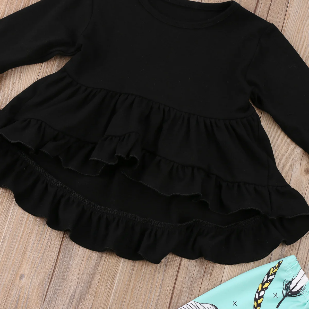 2 шт. блузка с длинным рукавом и оборками для девочек|Комплекты одежды девочек| |