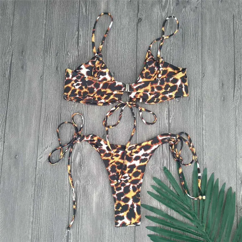 Leopard Print Bikini Sexy Bathing Suit Women Swimwear Beach Push Up Brazilian Ladies Swimsuits Two Piece | Женская одежда