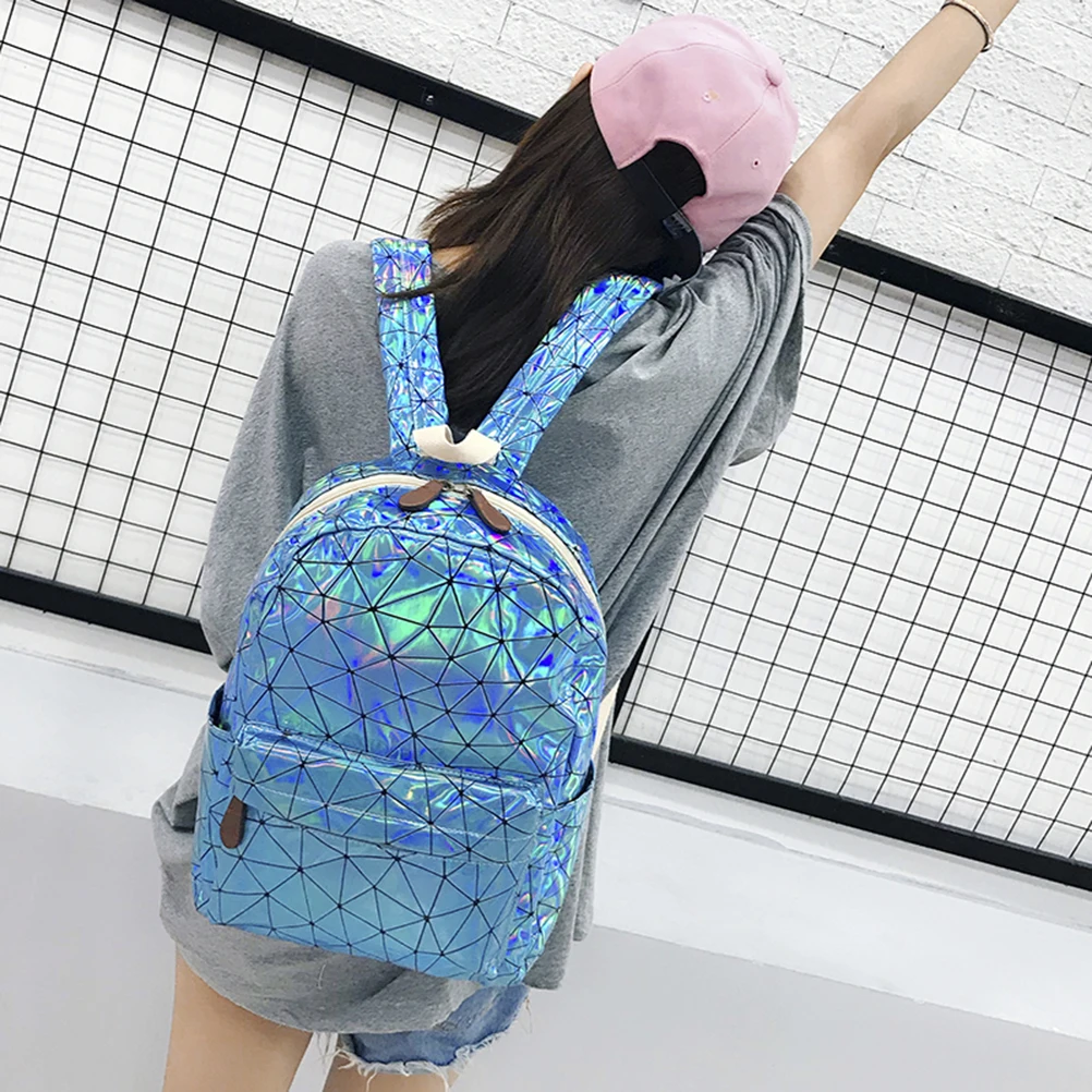 Уличный стиль Женский ученический рюкзак с голограммой геометрические лазерные