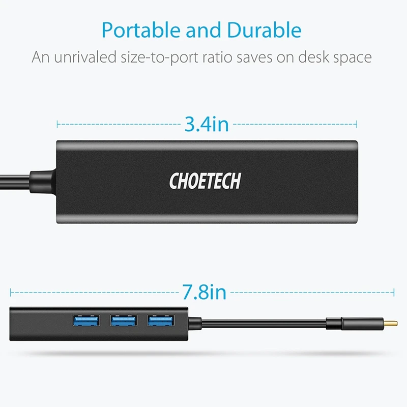 AAAJ Choetech Usb C в гигабитный Ethernet адаптер Rj45 порт и 3 порта 0 для 2018/2017/2016 Macbook/Surface Book