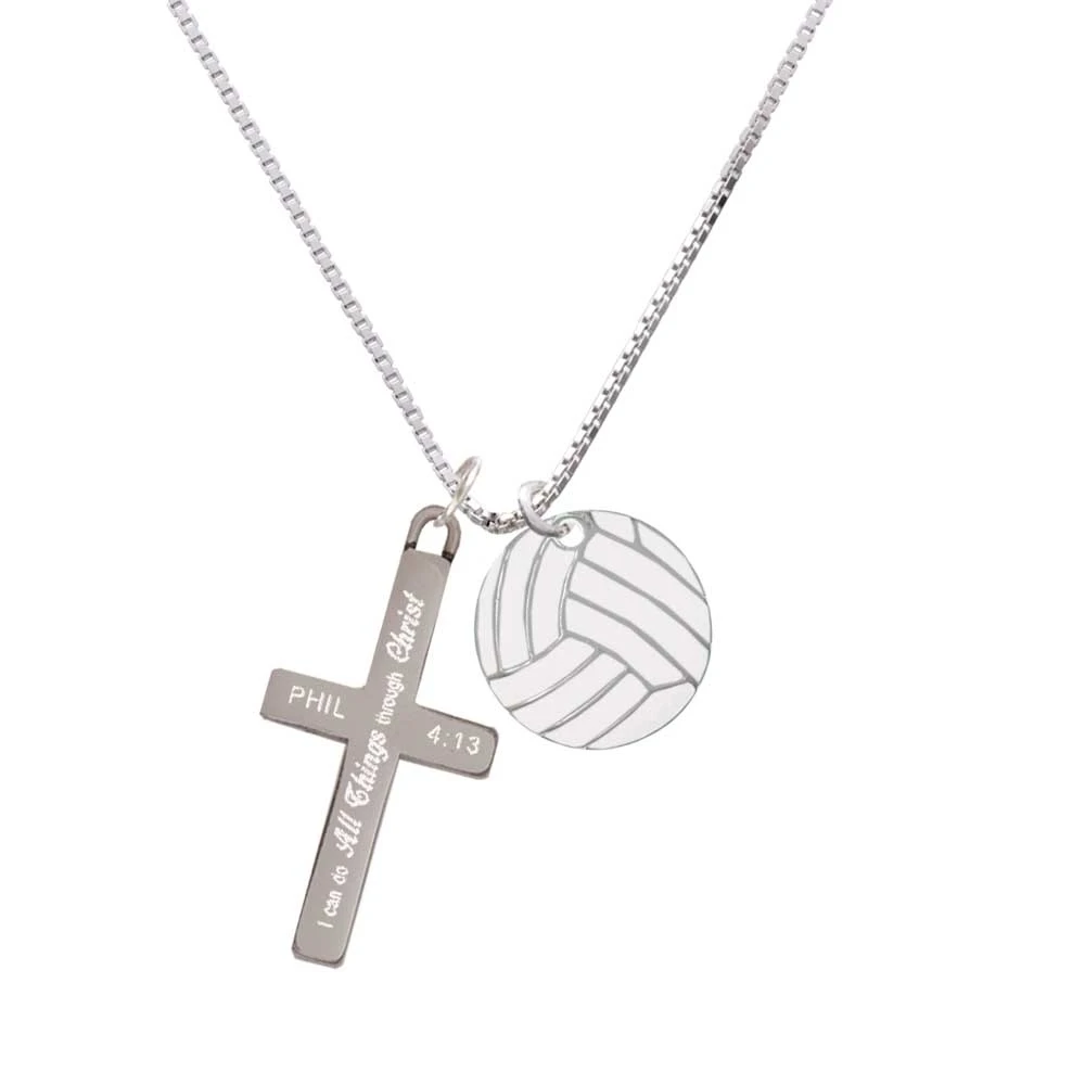 3/4 ''эмаль&quot волейбол &quot я могу сделать все вещи крест ожерелье|Подвески| |