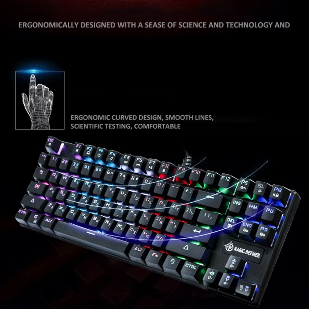 Механическая игровая клавиатура Magic-Refiner русская версия USB Проводная подсветка RGB