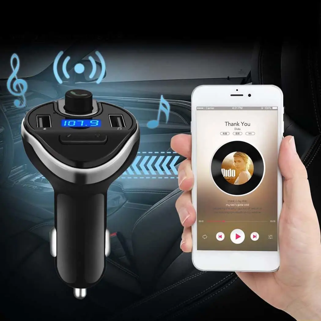 Автомобильный fm-трансмиттер Bluetooth Беспроводной адаптер для громкой связи MP3 85dB