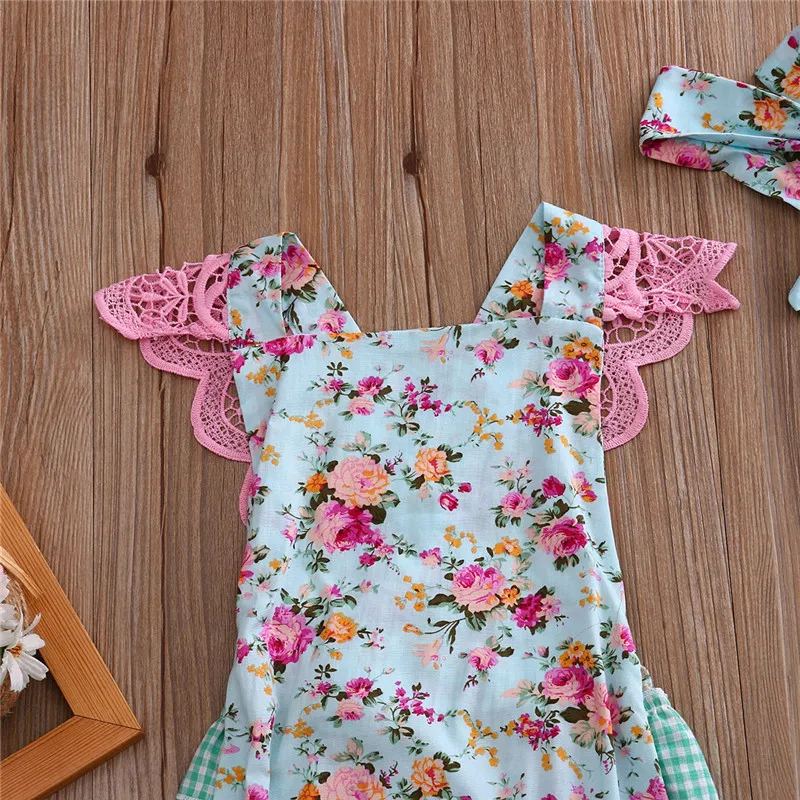 Emmaaby/одежда с цветочным рисунком для новорожденных девочек кружевной комбинезон