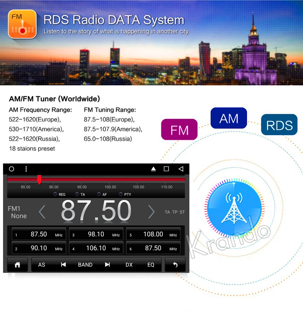 Krando Android 8 1 10 "IPS полный сенсорный большой экран Автомобильная Мультимедийная