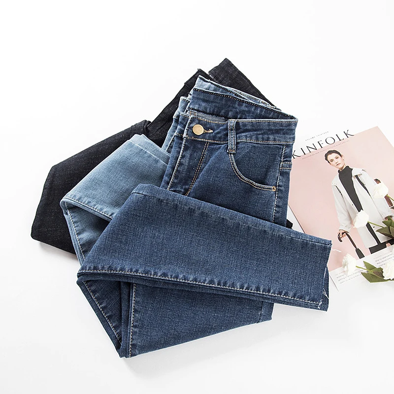 Ripped Skinny Jeans Woman High Waist 2019 Vintage Plus Size Blue Black Mom Stretch jeans Ladies pants Denim femme |