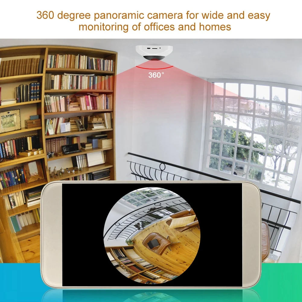 Панорамная VR камера 1080P с углом обзора 360 градусов объектив рыбий глаз Wi Fi ночного