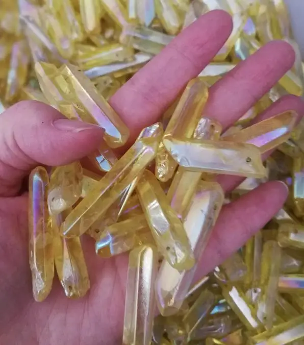 Red Crystal point Pink green yellow Aura Titanium Quartz Stunning Rainbow Specimen Minerals Reiki Healing Chakra | Дом и сад