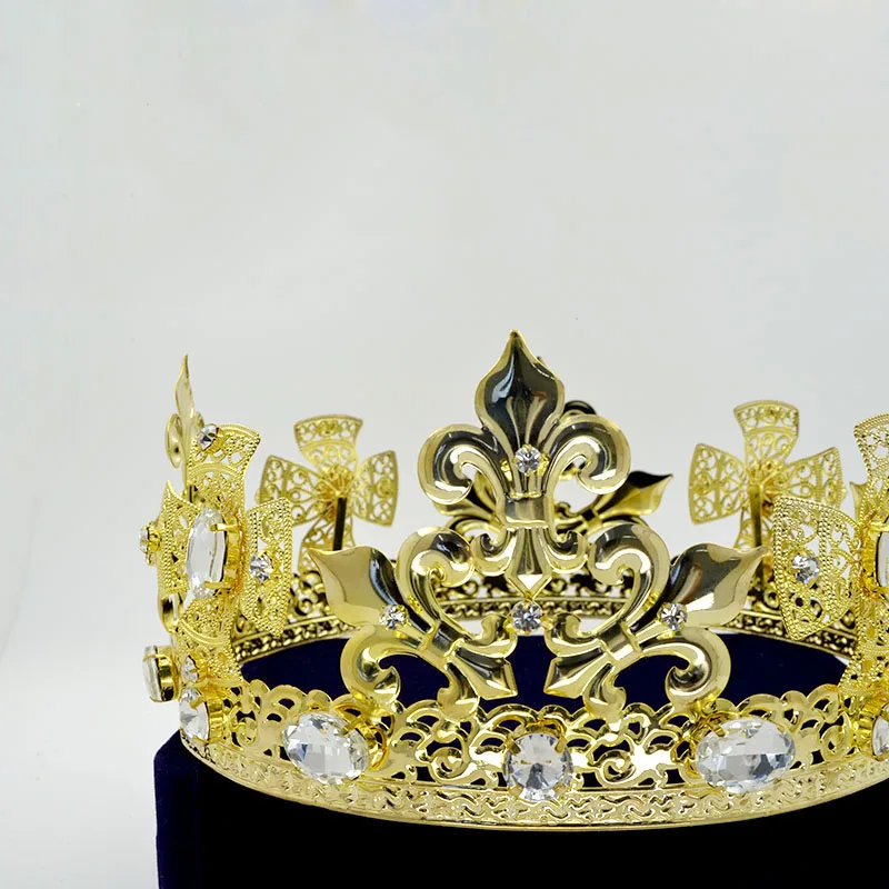 

Imperial Medieval Golden Crown For Men Or Woman cosplay Model Show Hair Jewelry Gold Metal King Queen Hairwear Vintage Mo191