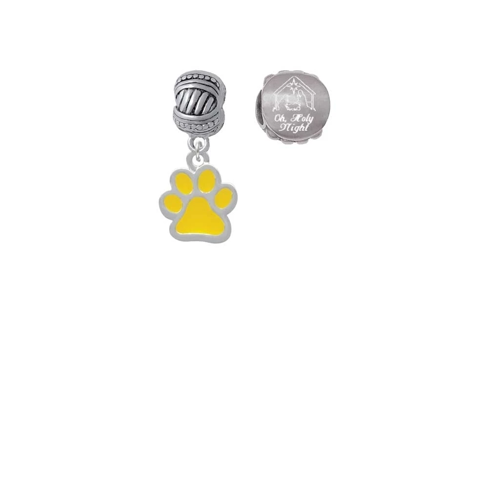 Silvertone Средний полупрозрачный желтый Paw Come Let us Adore Him Charm Beads (набор из 2) |
