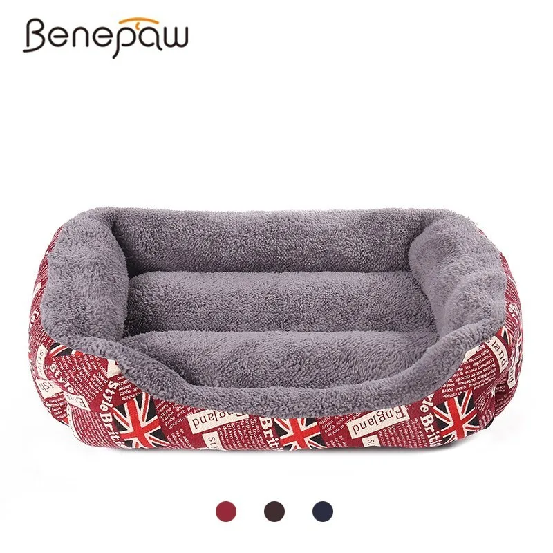 

Benepaw S-3XL Warming Dog Bed Wear-resisting 3 Colors Print Breathable Dog House Soft Fleece Cat Puppy Pet Bed Waterproof Bottom