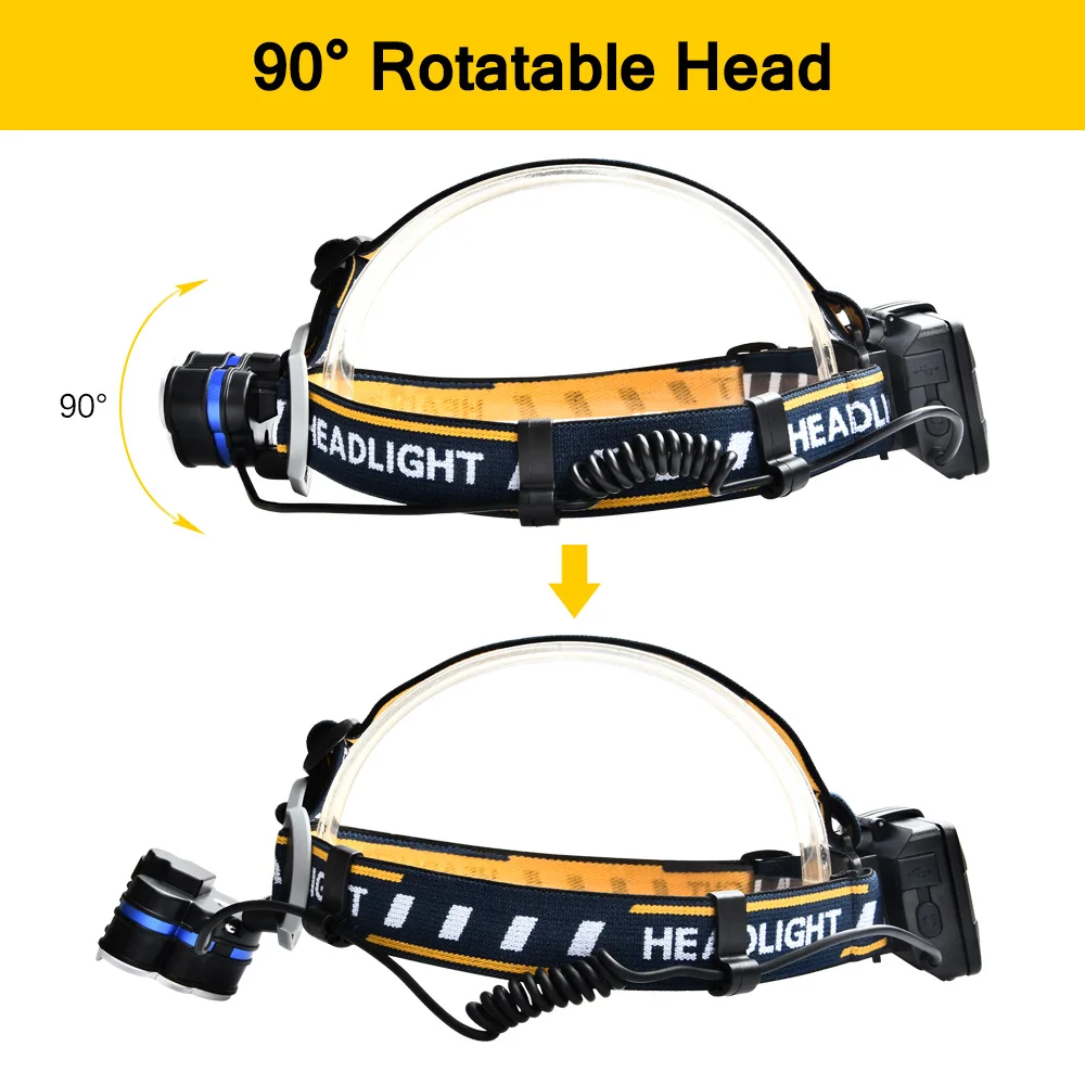 40W LED Headlamp USB Rechargeable Headlight Lamp 6LED Waterproof Head Torch Flashlight Camping Hiking Night Fishing Light | Лампы и