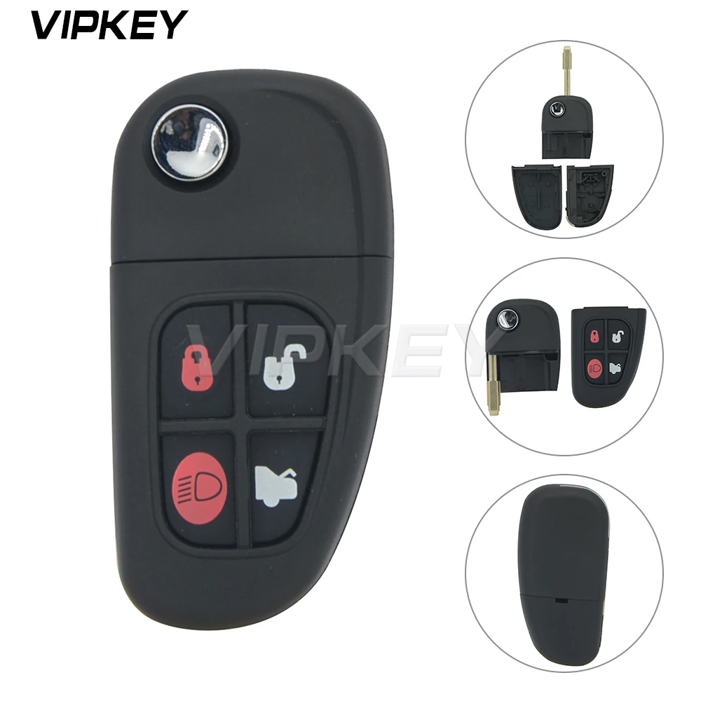 

Remotekey NHVWB1U241 FO21 profile 4 button 1X43 15K601 AE for Jaguar X S XJ XK Folding remote key shell case cover