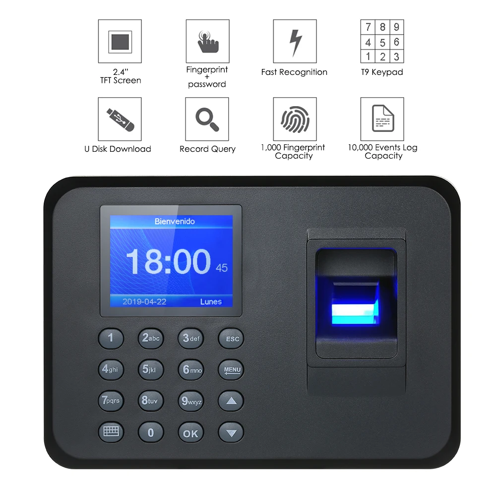 Биометрическая машина для распознавания отпечатков пальцев 2," TFT lcd дисплей USB система распознавания отпечатков пальцев