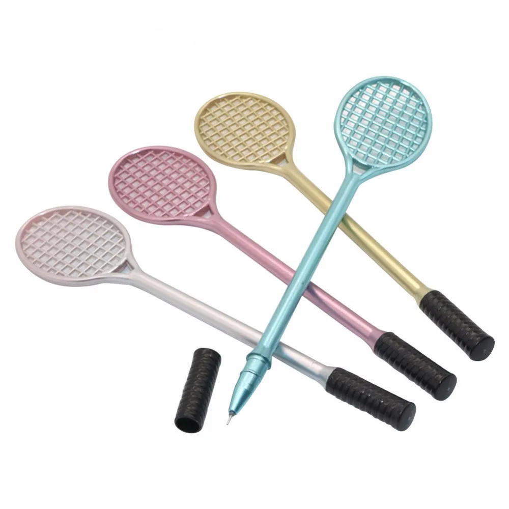 

12 Pcs Gel Pen Writing Point 0.38mm Creative Stationery Cute Tennis Racket Modeling Badminton Racket Pencil Stylus Pen