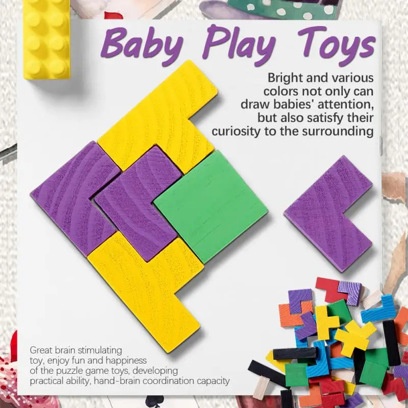 Kids Colorful Jigsaw Board Baby Wooden Tetris Puzzles Toys Children Magination Intellectual Educational For Gift | Игрушки и хобби