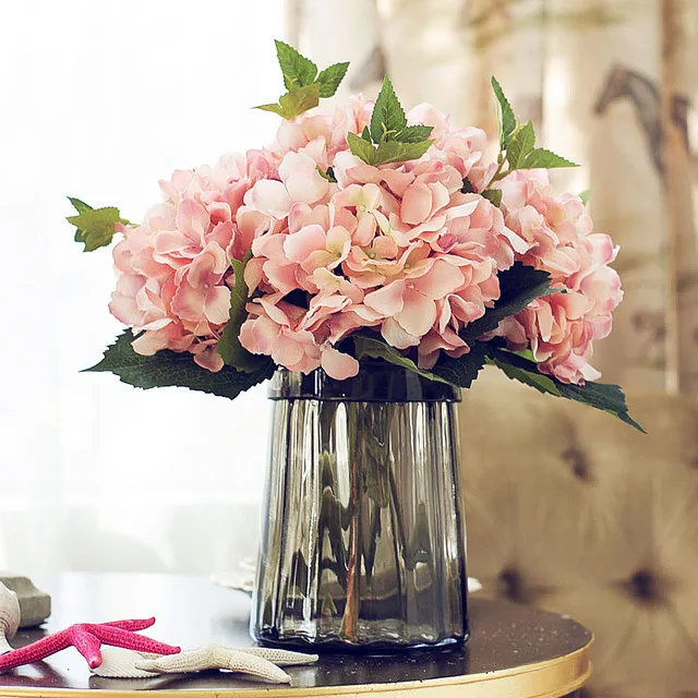 

2019 hot sale artificial simulation hydrangea flower bouquet for home wedding party decoration flower bouquet