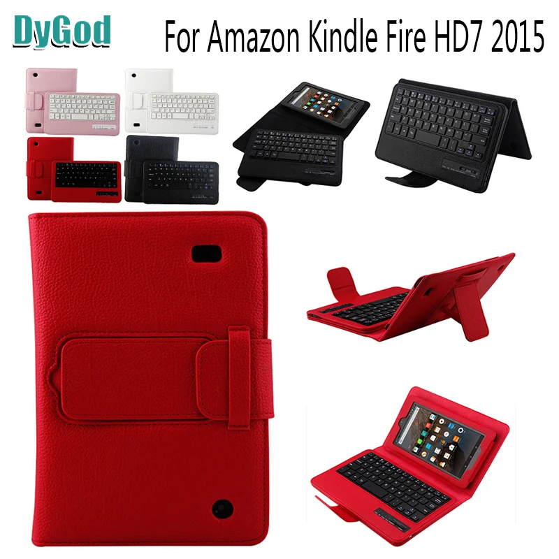 Съемная Беспроводная Bluetooth клавиатура для Amazon Kindle Fire HD7 2015 7 0 'ƈ в 1 кожаный
