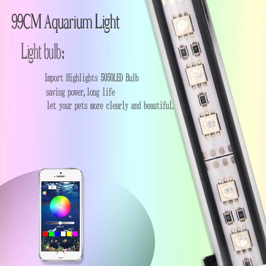 

99CM RGB Aquarium LED Lighting Lamp For Aquarium LED Light Waterproof Marine Fish Tank Aquarium LED Lamp Fixtures With Timer