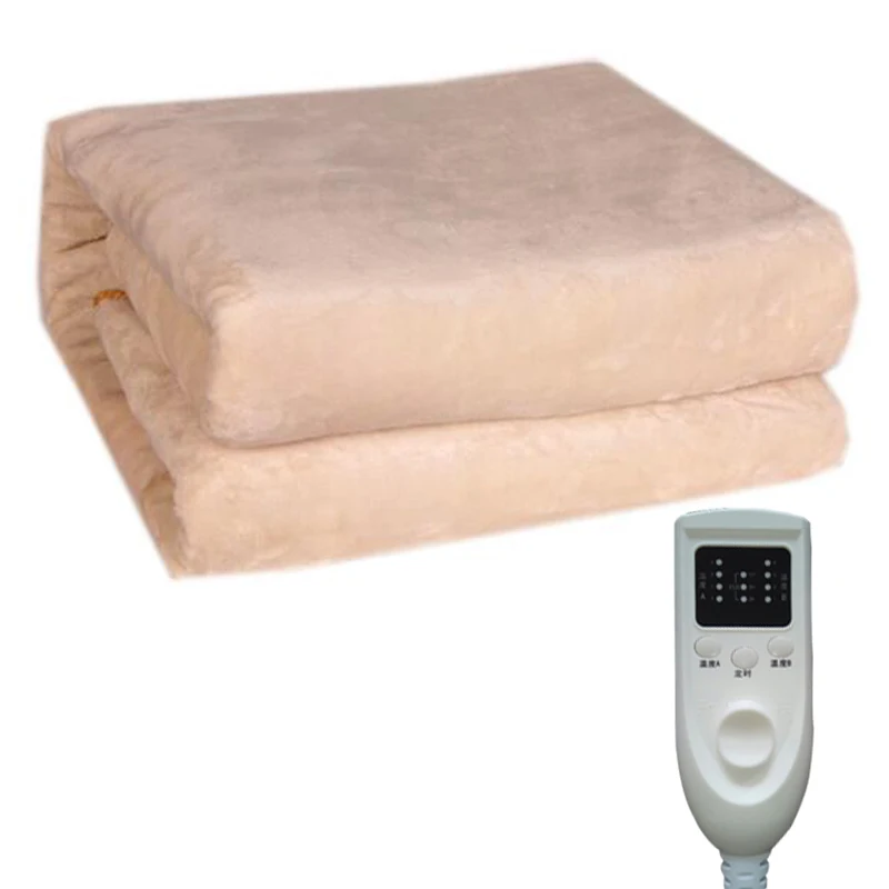 

2-in-1 Flannel Electric Blanket 170*190cm Thicker Heater Timing Control Warmer Heated Carpet Thermostat Heating Rapidly Safety