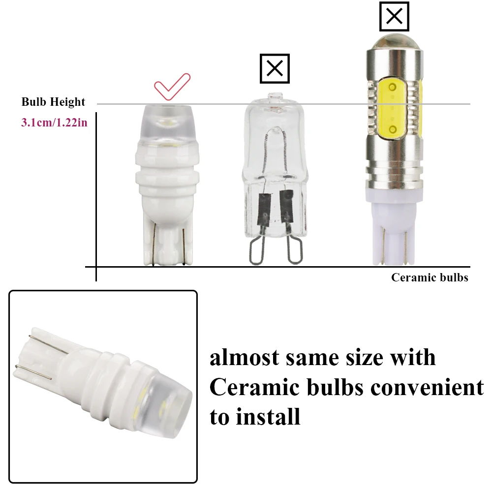2pcs Automobils LED 3SMD W5W T10 Canbus Car Interior Light 12V Bulbs Parking Lamp Wedge Clearance Reading Bulb | Автомобили и