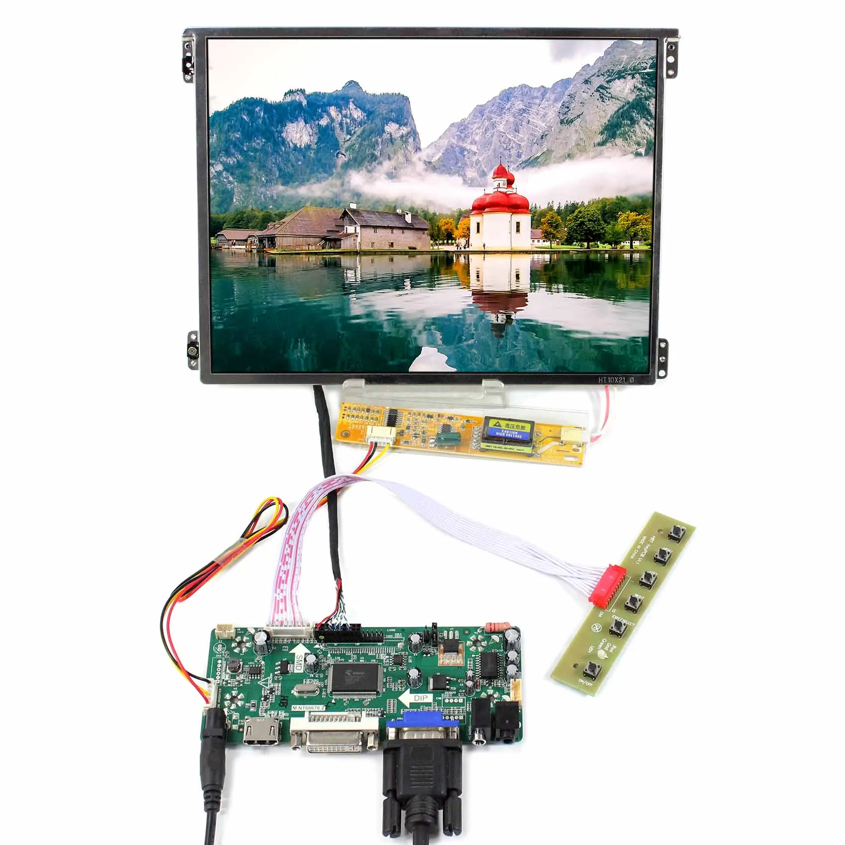 

10.4inch HT10X21-311 10.4"　1024X768 IPS LCD Screen with HD MI VGA DVI LCD Controller Board M.NT68676