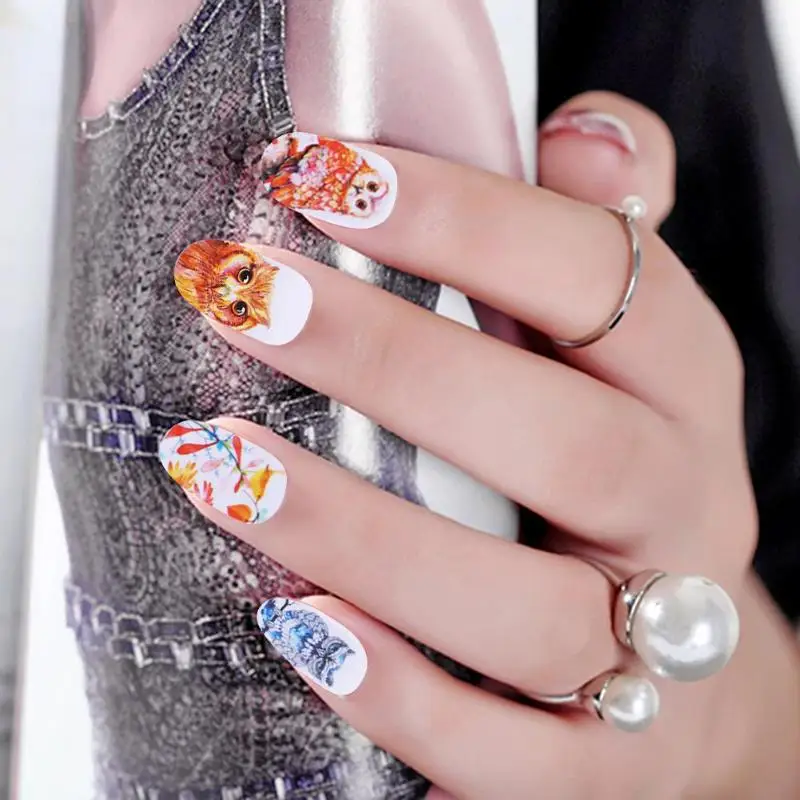 12 шт. водосберегающая насадка наклейки мультфильм Сова для ногтей Nail Art