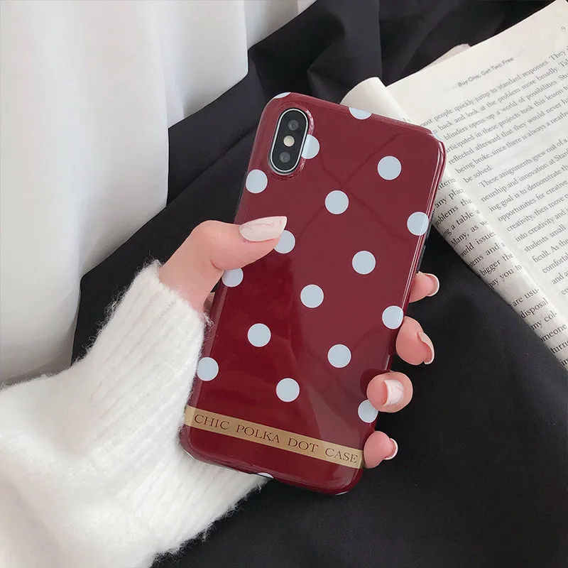 Художественный Ретро винно-красный волновой корейский чехол для iPhone X Xs XR XSmax 7 Puls 6