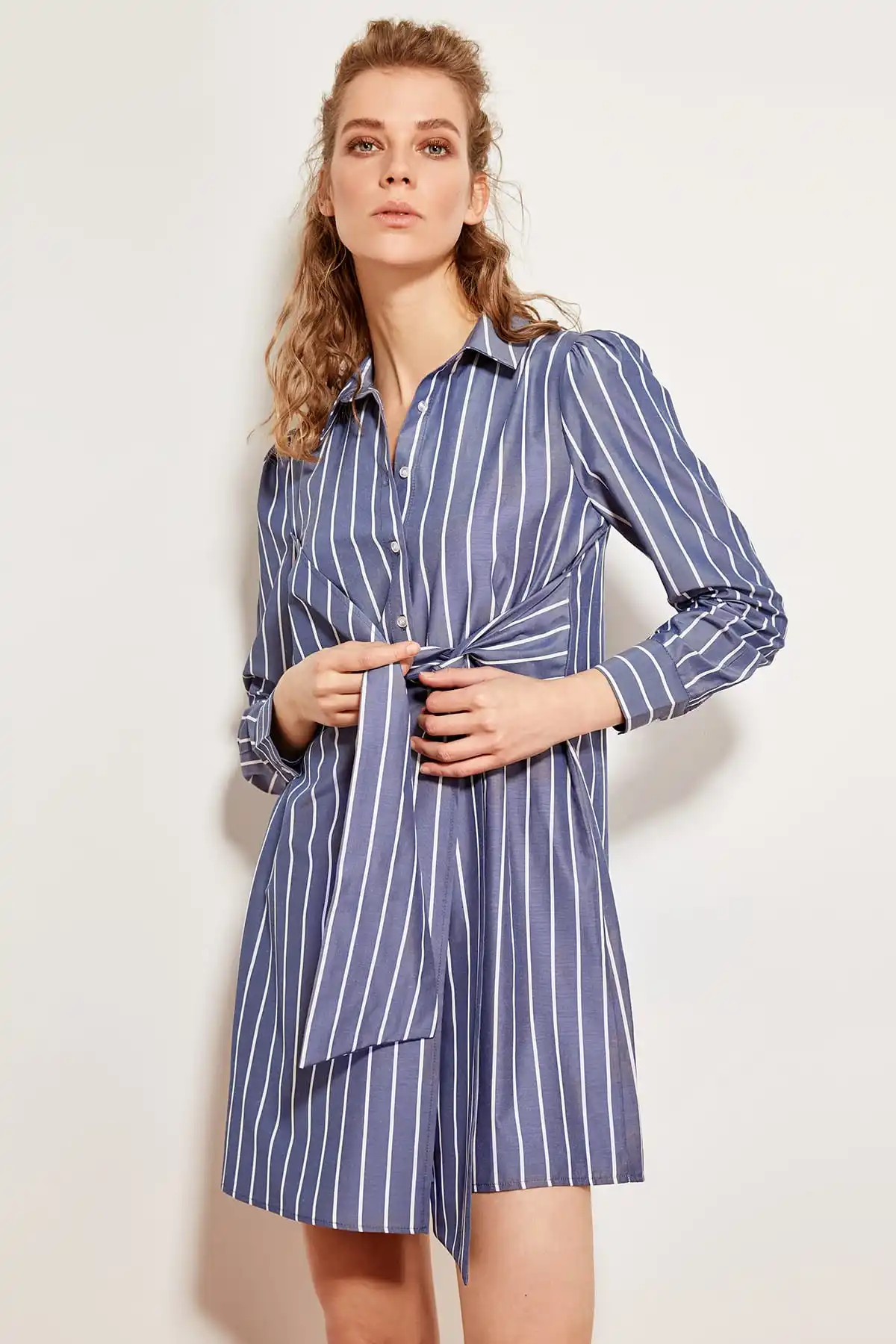 Trendyol Advanced Linking blue платье рубашка TCLSS19EH0028|Женские платья| |