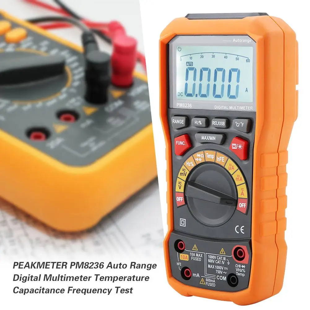 PEAKMETER PM8236 автоматический Диапазон Цифровой мультиметр температурная Емкость