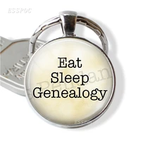 eat sleep genealogy key chain glass literary jewelry funny genealogy quote genealogy tree car key chain