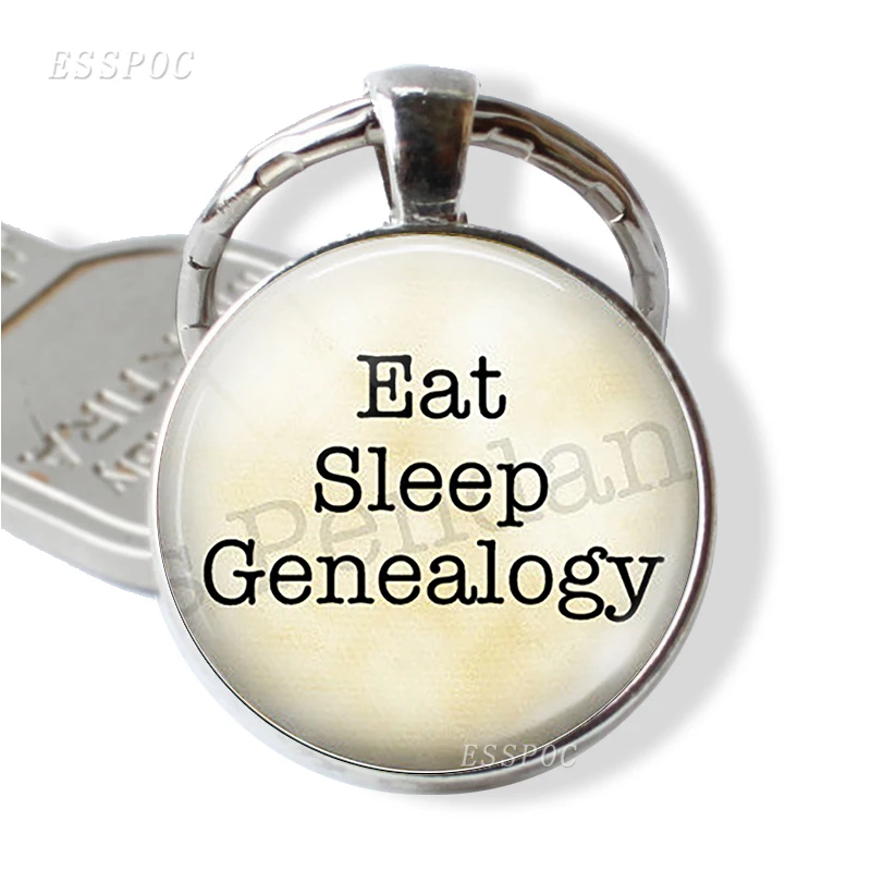 Eat Sleep genealgy брелок для ключей стеклянная литературная бижутерия смешная цитата