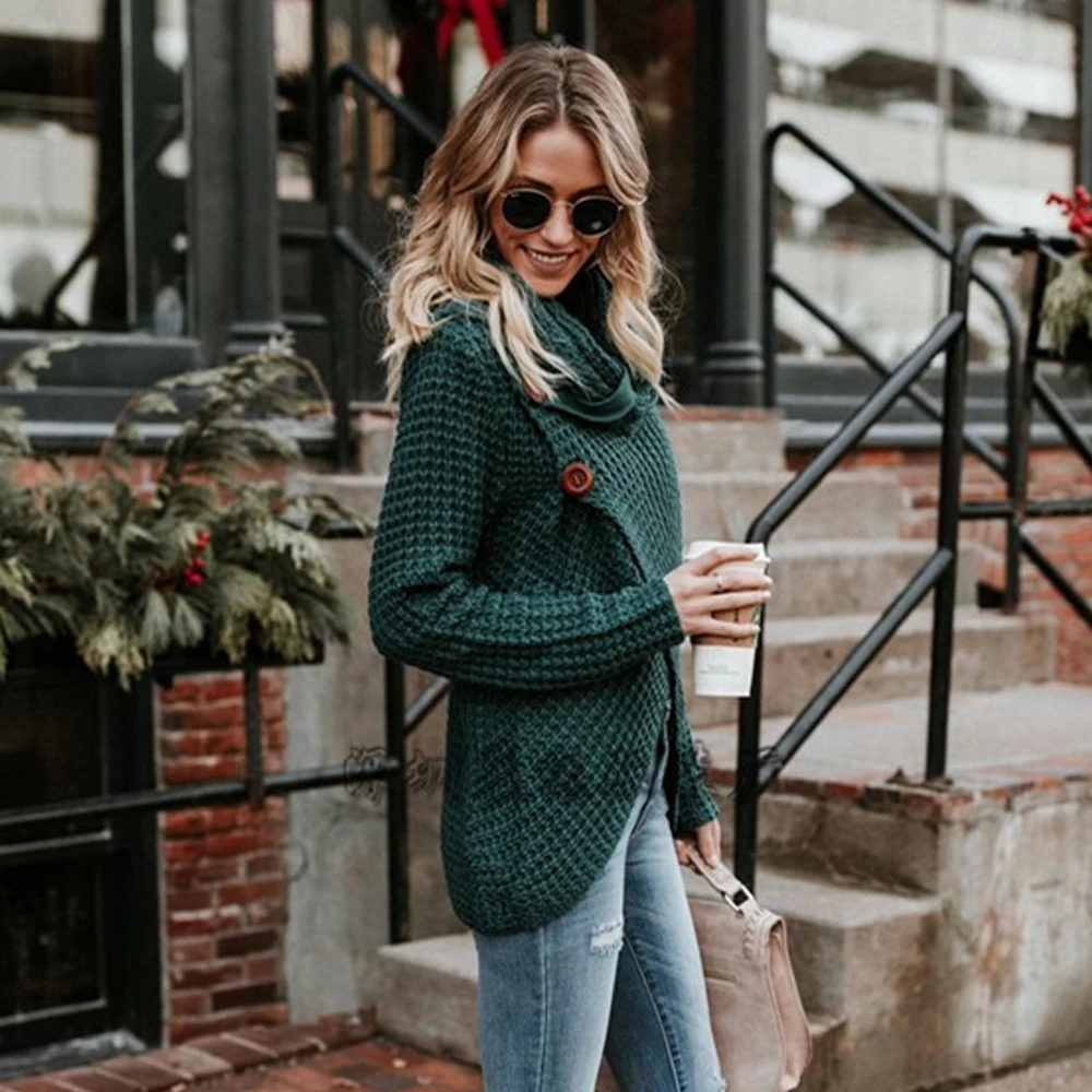 LOSHAKS Fashion Autumn Winter Warm Sweater Long-Sleeve Elastic Female Pullover Turtleneck Knitted Sweaters Tops | Женская одежда