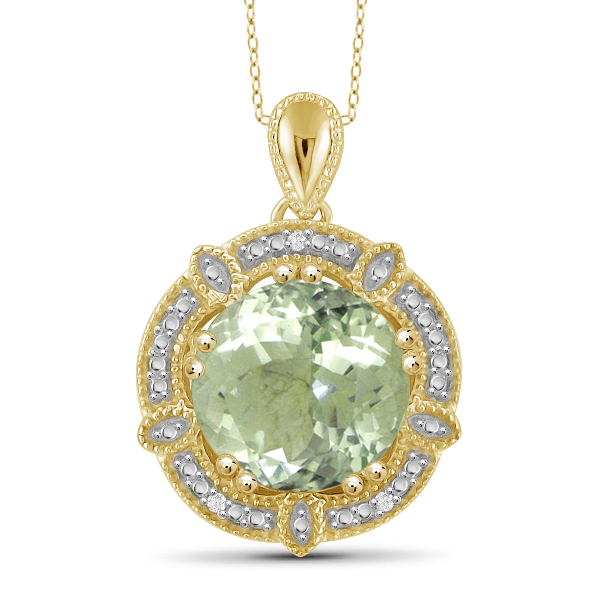 Jewelonfire 3 1/2 карат T. g. w. Зеленый фиолетовый камень и белый прозрачный акцент золотой