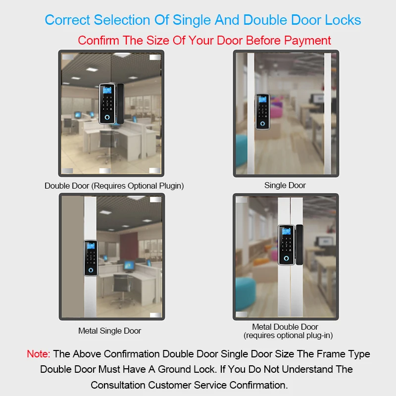 Eseye Fingerprint Door Lock Glass Door Lock Touch Screen For Home Office Anti-theft Keyless Electric Lock Smart Door Locks